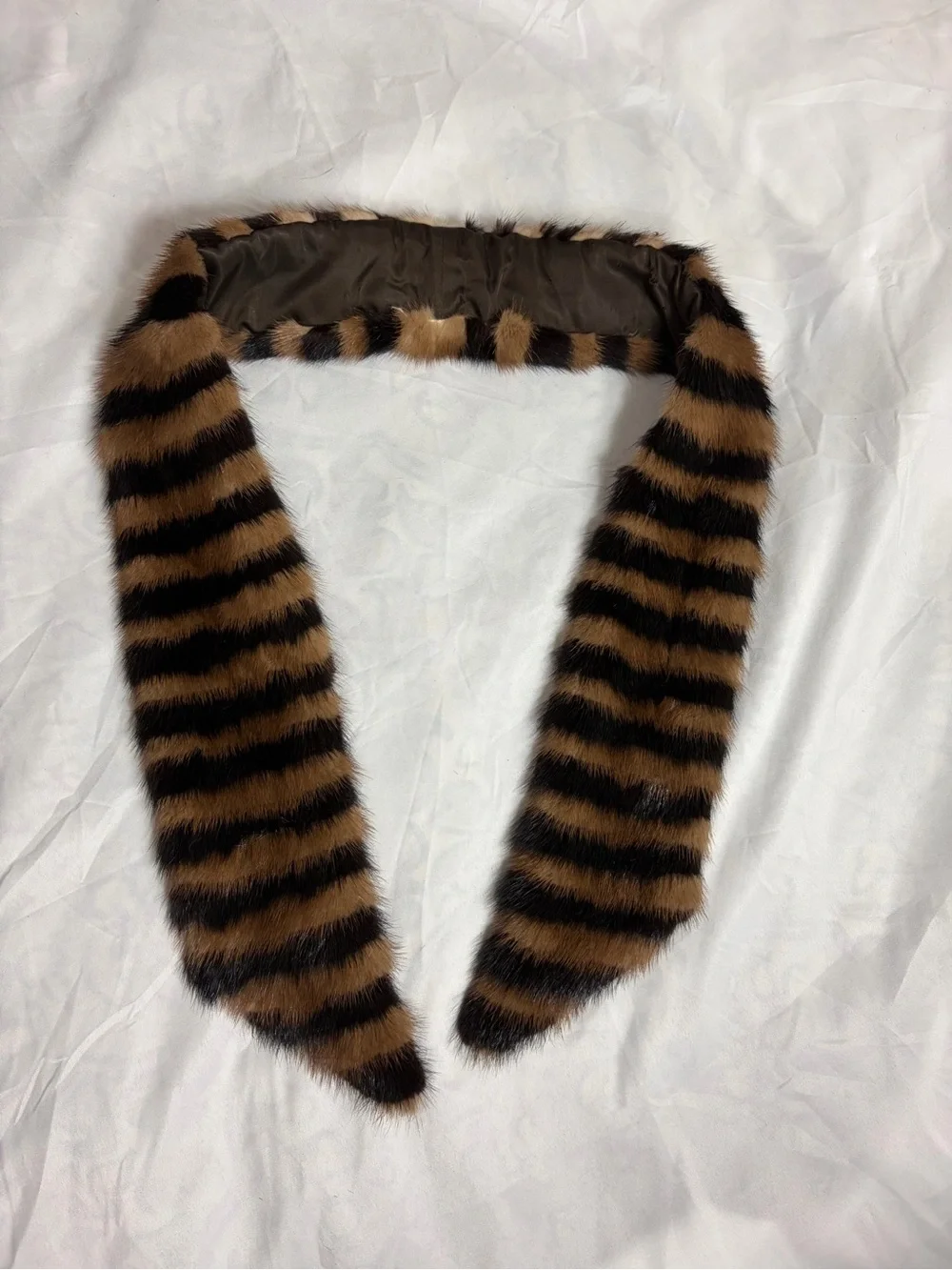 Vintage genuine mink fur striped scarf wrap